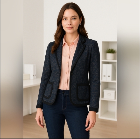 7th avenue Jackets & Blazers - 7th Avenue Design Studio jacket womens  short blazer damask career Size 12